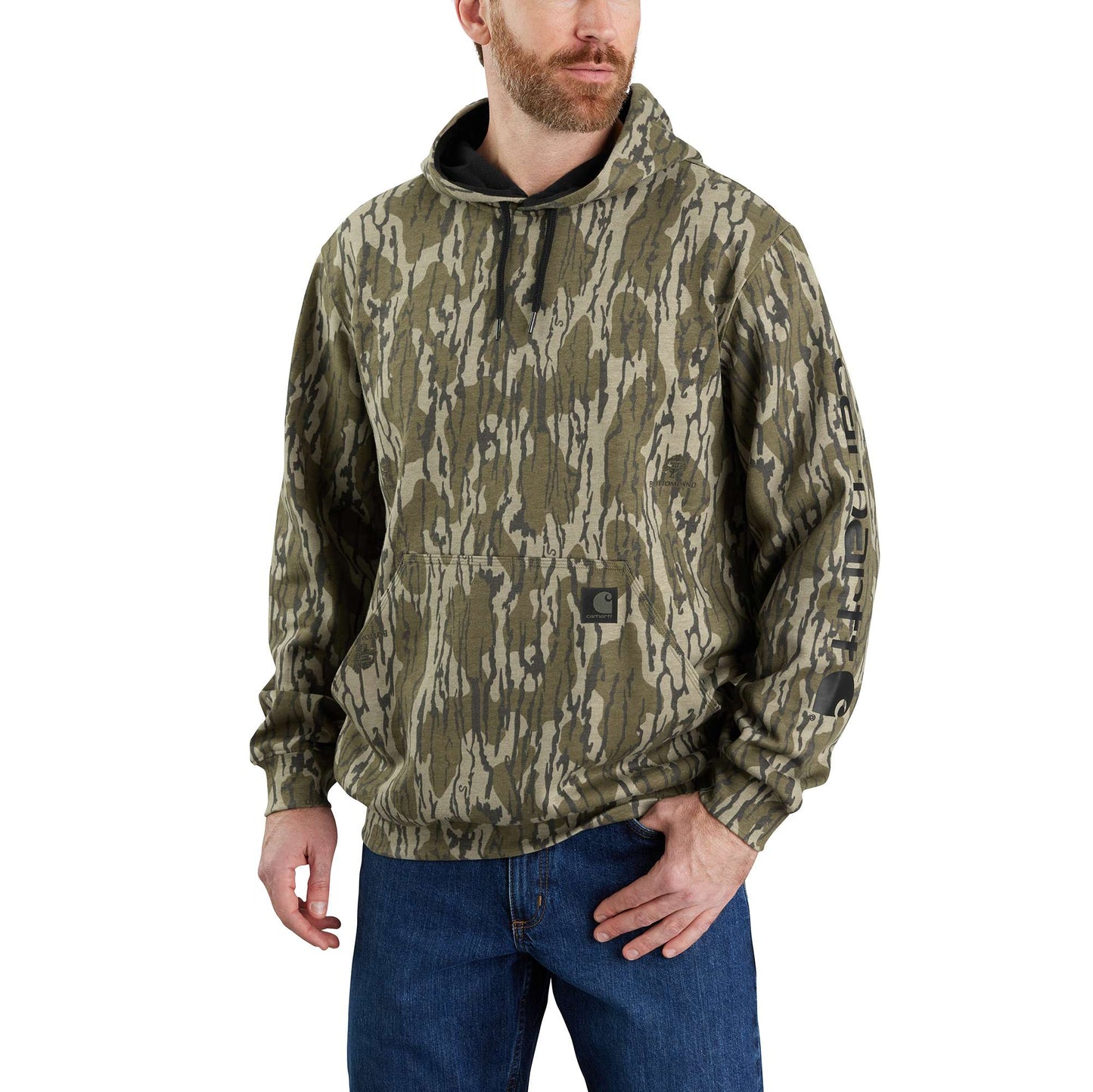 Loose Fit Midweight Camo Sleeve Graphic Sweatshirt