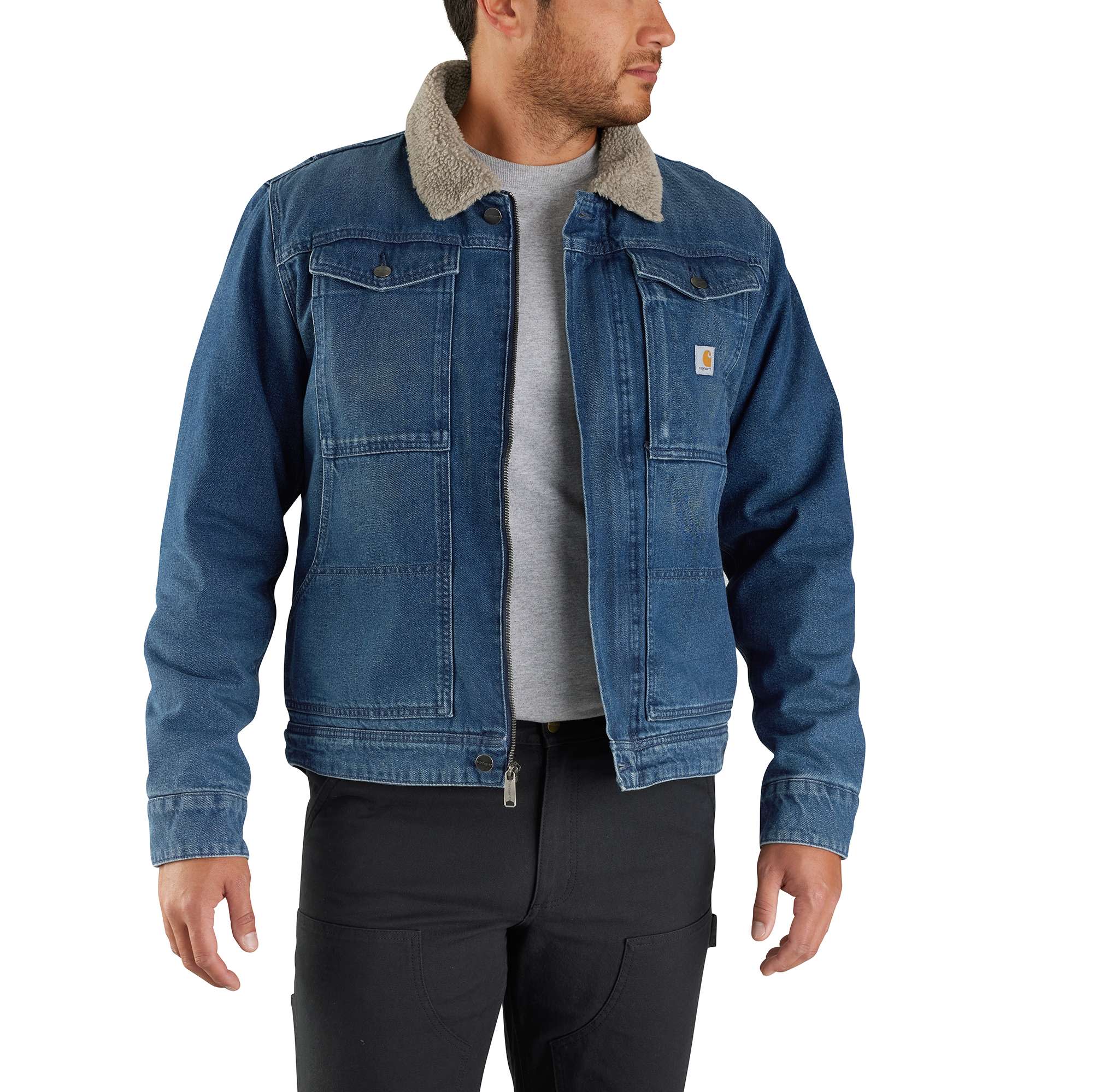 Relaxed Fit Denim Sherpa-Lined Jacket