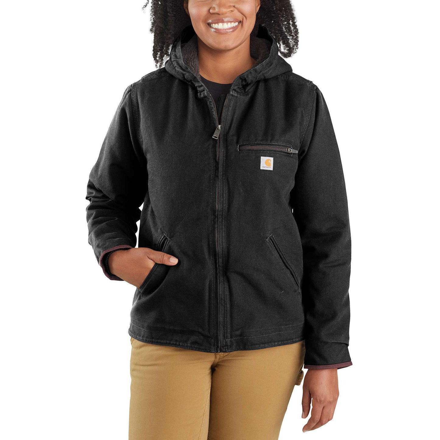 Women's Sherpa Lined Jacket - Loose Fit - Washed Duck - 3 Warmest Rating