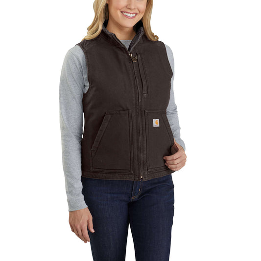 Relaxed Fit Washed Duck Sherpa-Lined Mock-Neck Vest