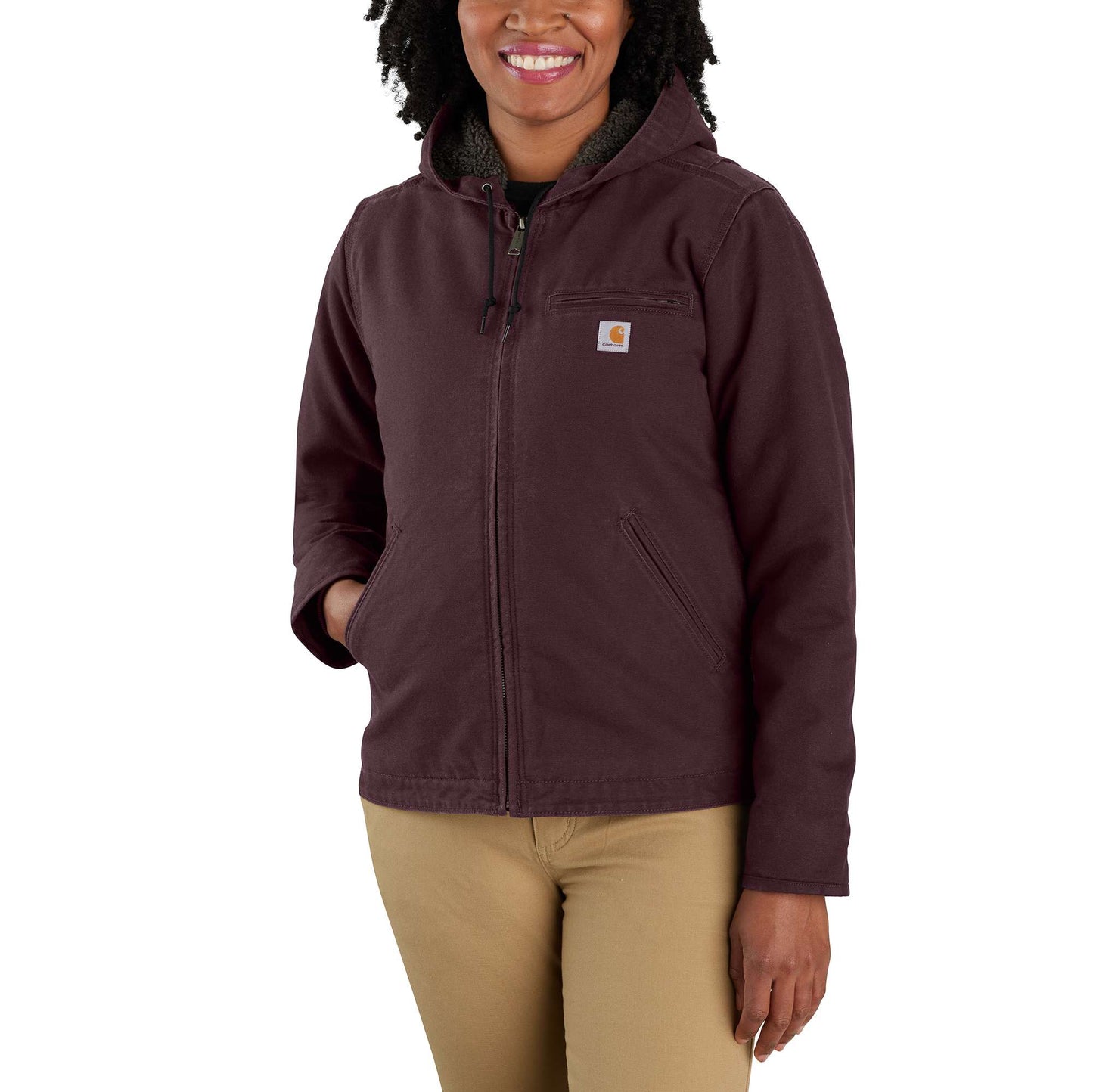 Women's Sherpa Lined Jacket - Loose Fit - Washed Duck - 3 Warmest Rating