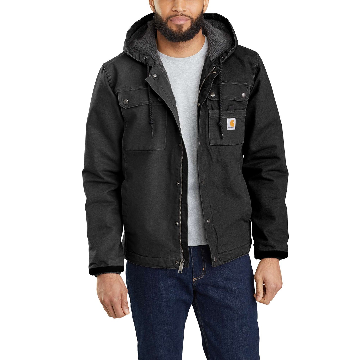 Men's Sherpa-Lined Utility Jacket - Relaxed Fit - Washed Duck