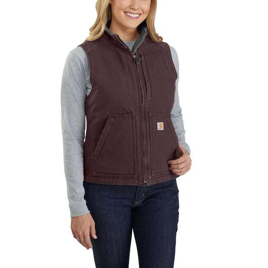 Relaxed Fit Washed Duck Sherpa-Lined Mock-Neck Vest