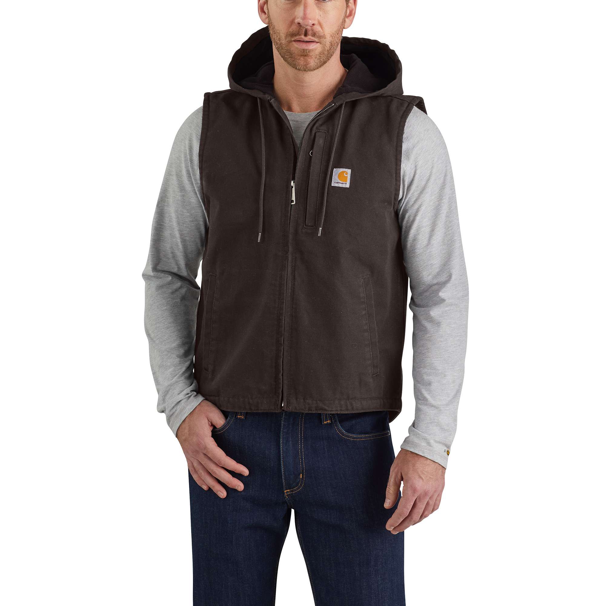Relaxed Fit Washed Duck Fleece-Lined Hooded Vest Carhartt Reworked