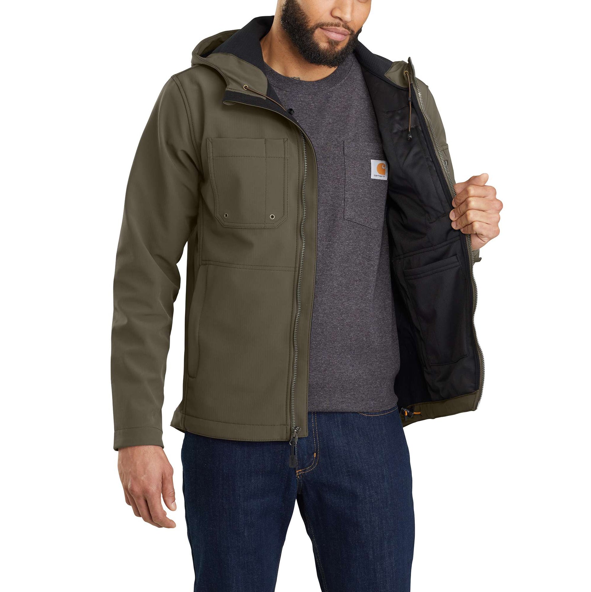 Rain Defender® Relaxed Fit Midweight Softshell Hooded Jacket