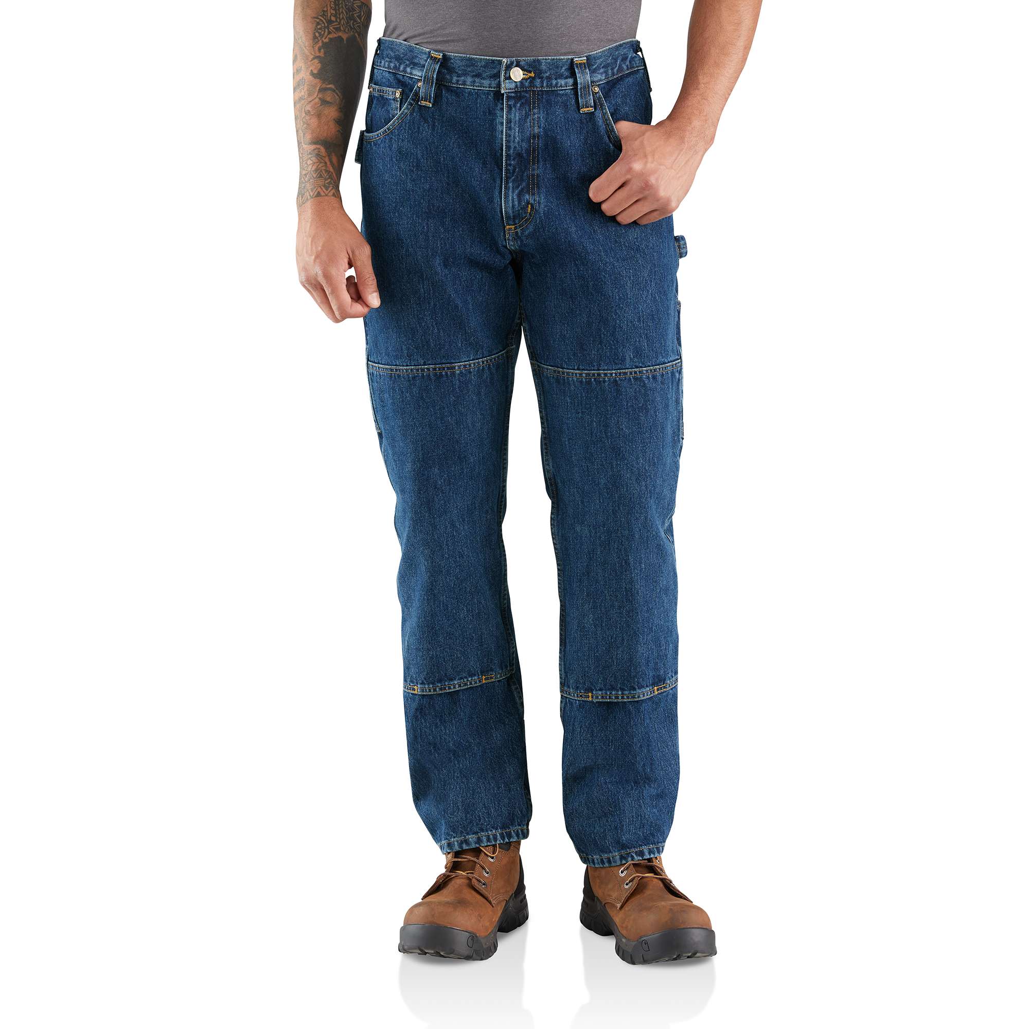 Men's Carhartt Blue Jeans 101609-415 Relaxed Fit Denim Double Knee 33 X 30 sold