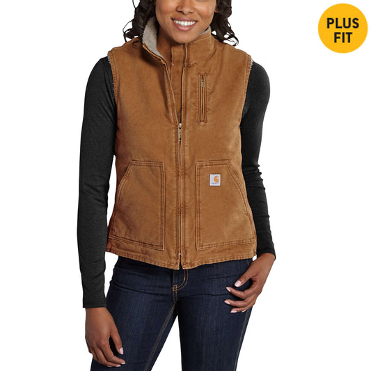 Sandstone Mock-Neck Vest/Sherpa-Lined