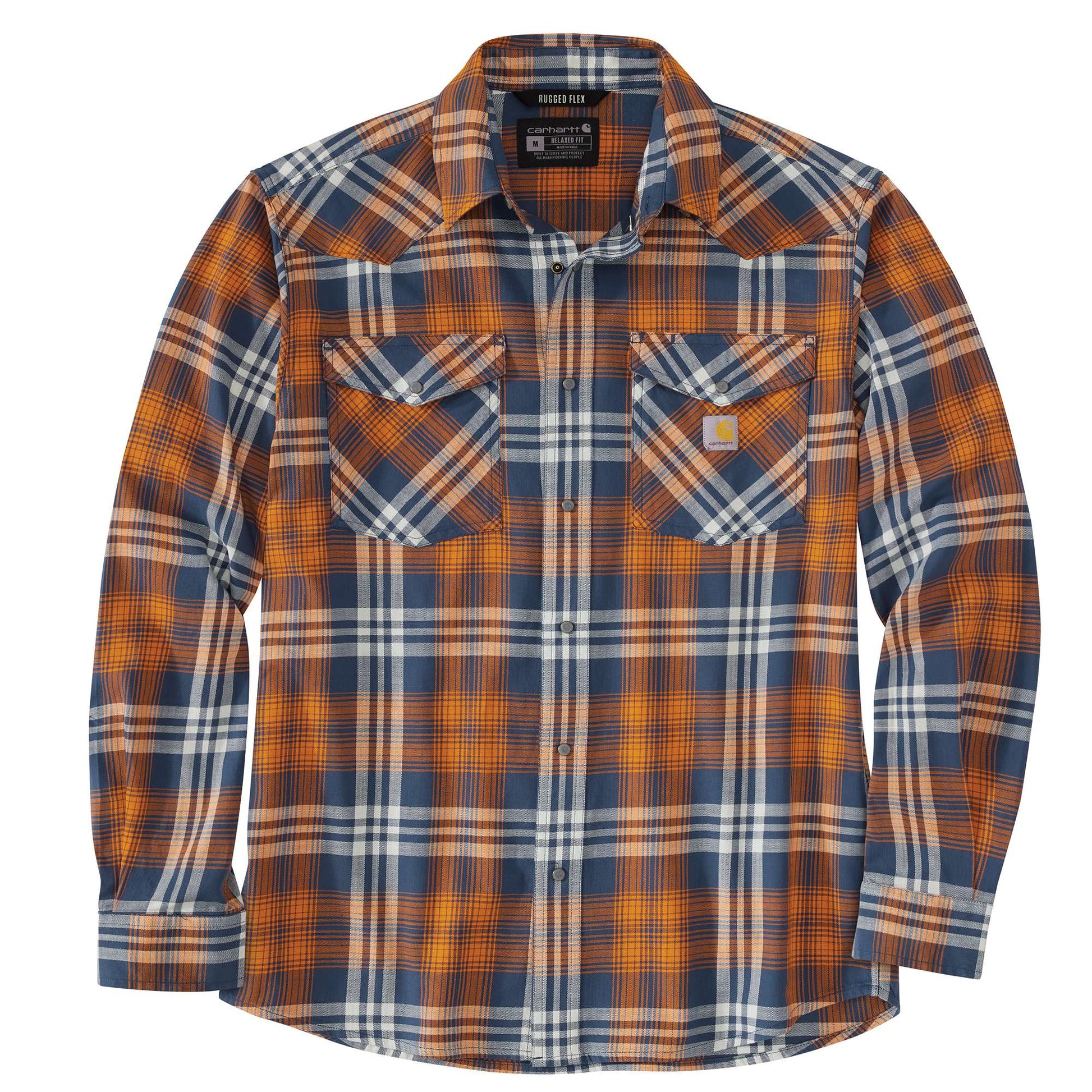 Carhartt Reworked Montana Rugged Flex Relaxed Fit Lightweight Long-Sleeve Snap-Front Plaid Shirt, Like New | Dark Blue | Tall XL Carhartt Reworked Montana Rugged Flex Relaxed Fit Lightweight Long-Sleeve Snap-Front Plaid Shirt, Like New | Dark Blue | Tall XL