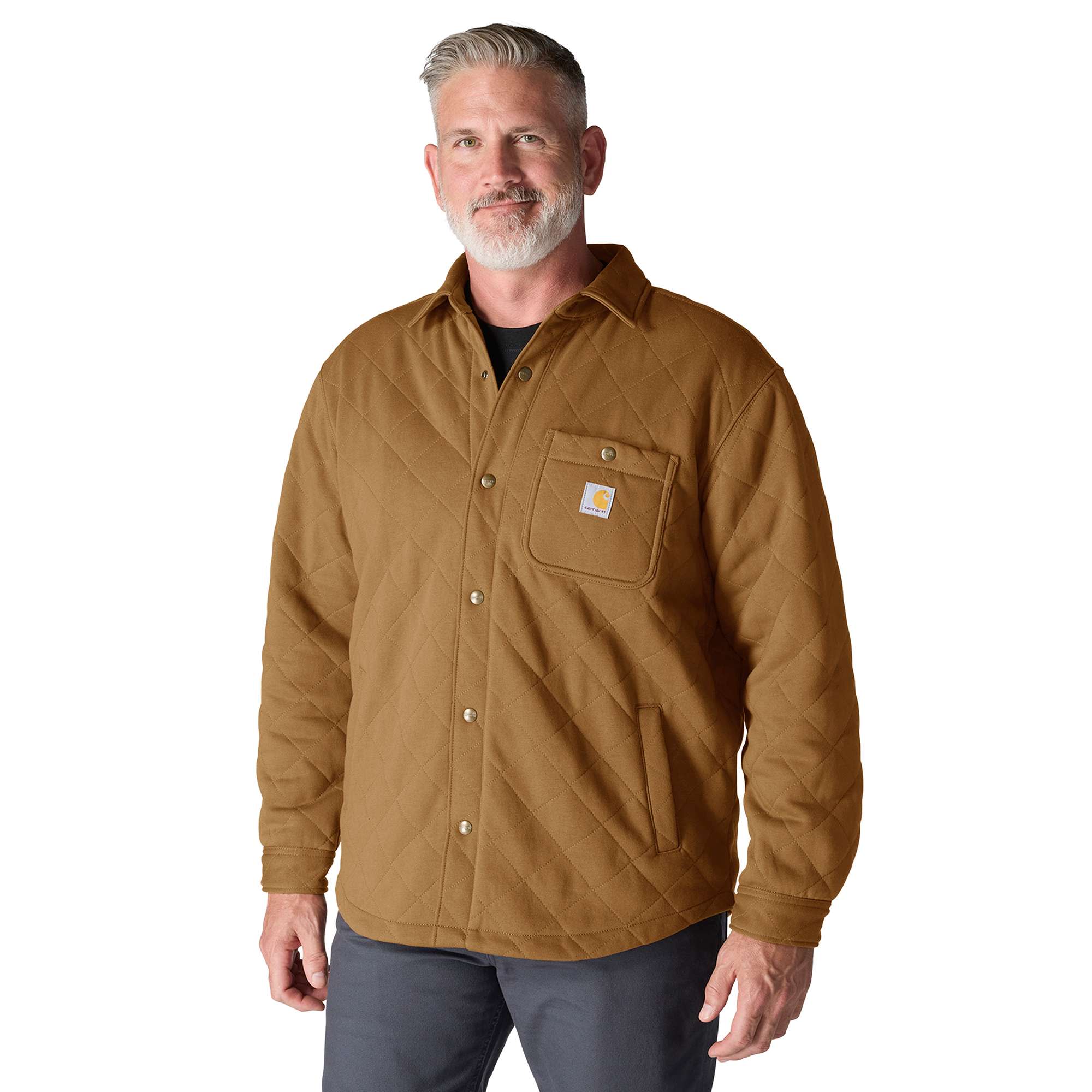 Carhartt ブラウン シャツジャケット Rain Defender® Loose Fit Heavyweight Quilted Snap Front Shirt Jac