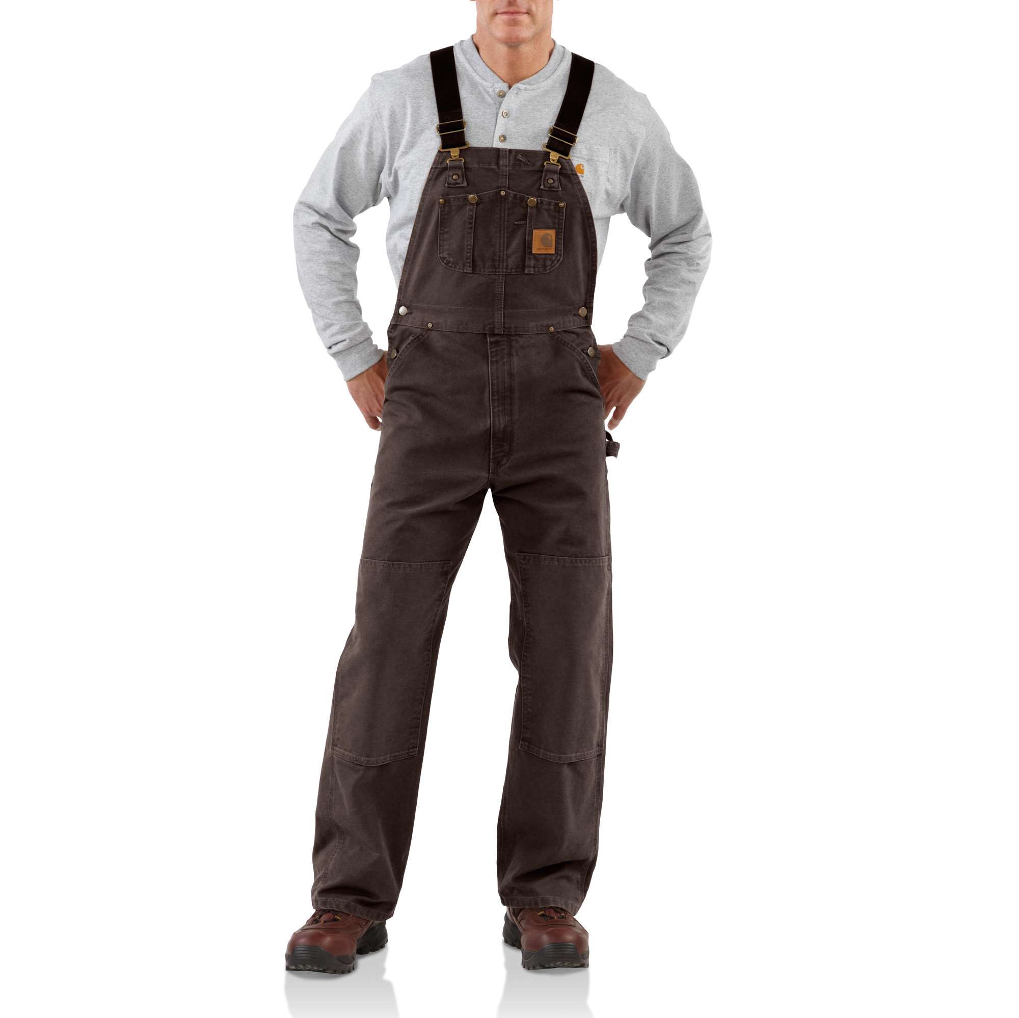 Outlet Carhartt R06 size 50x30 Reinforced Knee Duck Bib Overalls in Brown