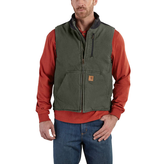 Sandstone Sherpa-Lined Mock-Neck Vest