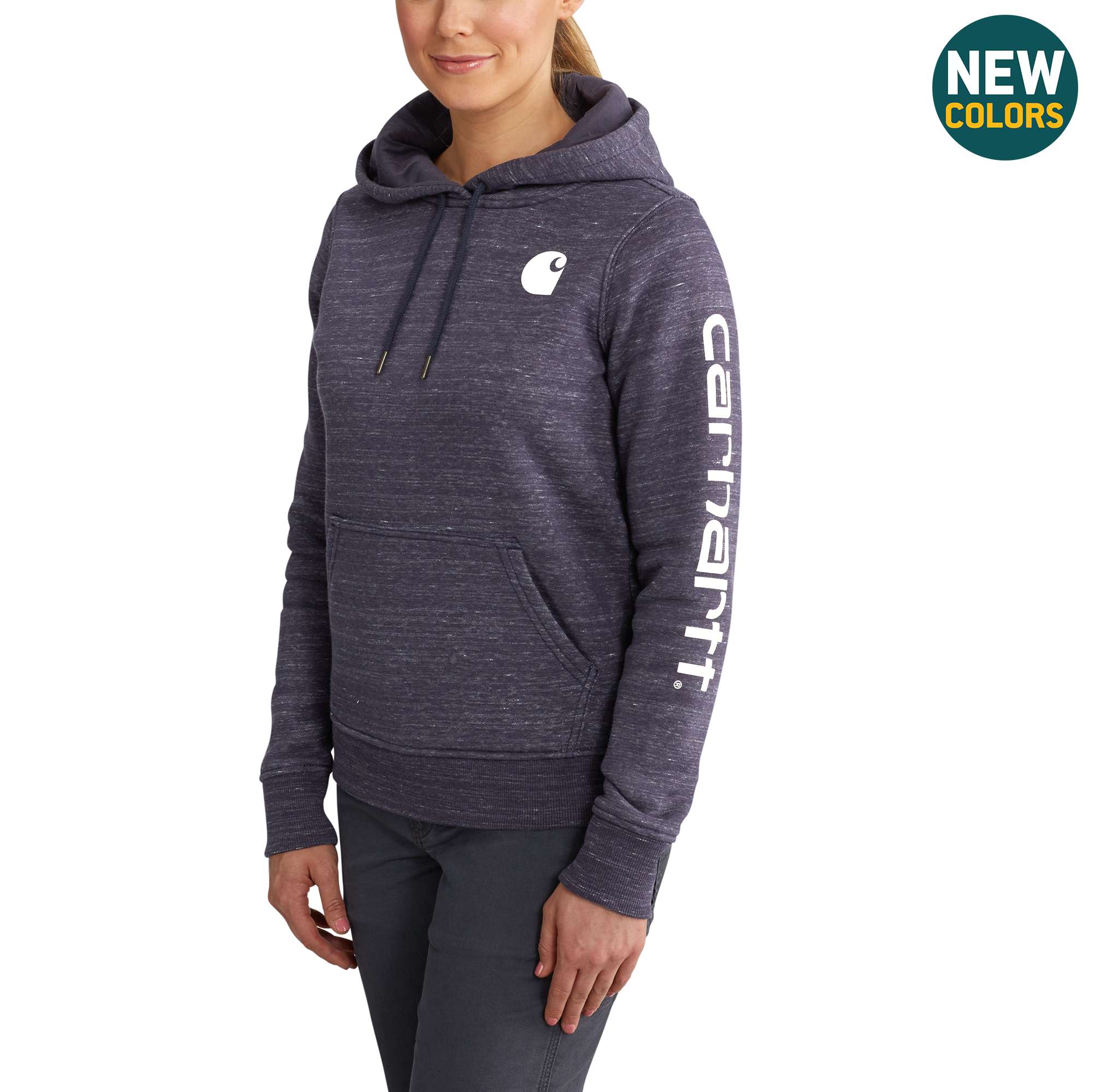 Women's Relaxed Fit Midweight Logo Sleeve Graphic Hoodie