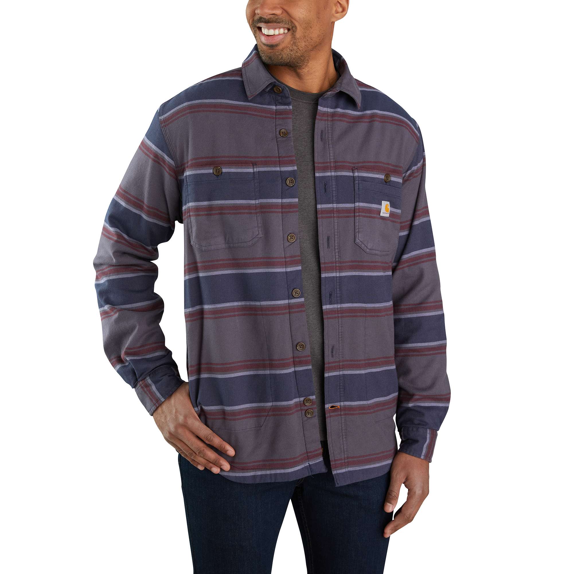 Rugged Flex Relaxed Fit Midweight Flannel Fleece Lined Shirt Carhartt Reworked