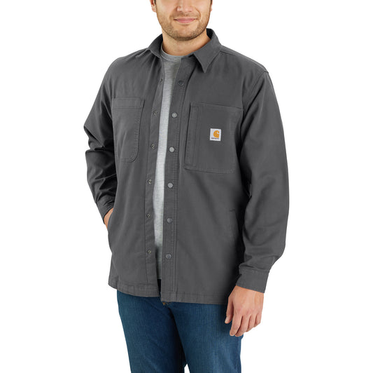 Rugged Flex® Relaxed Fit Canvas Fleece-Lined Snap-Front Shirt Jac