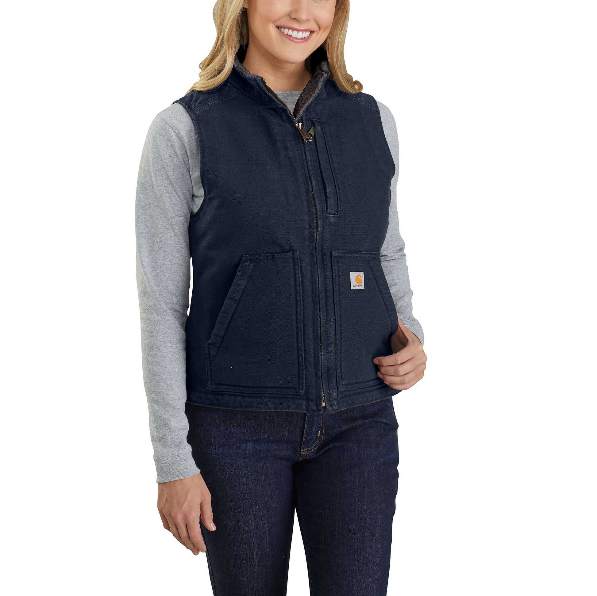 Women's Sherpa Lined Vest Relaxed Fit Washed Duck Carhartt