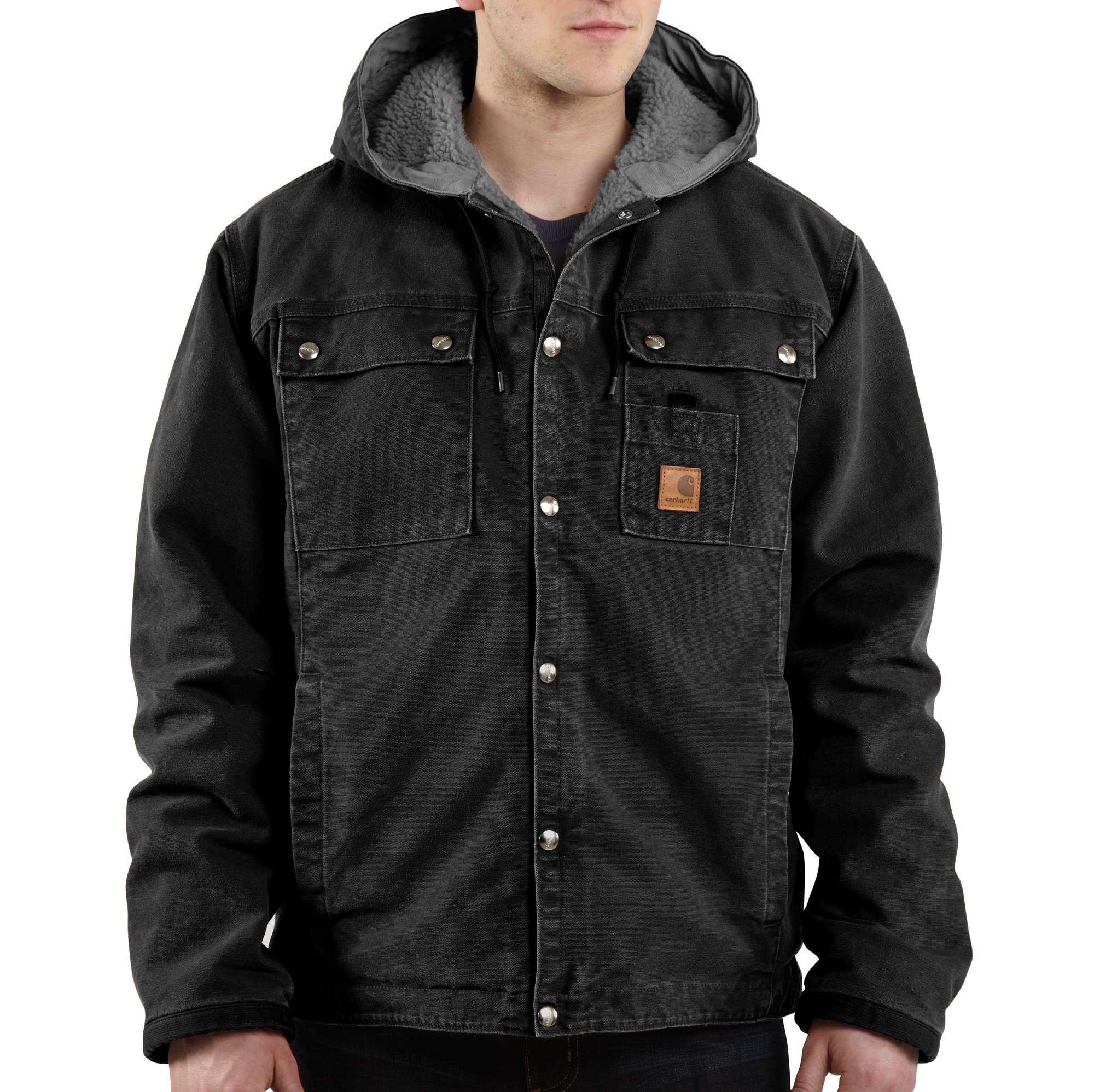 Sandstone Hooded Multi-Pocket Jacket/Sherpa Lined