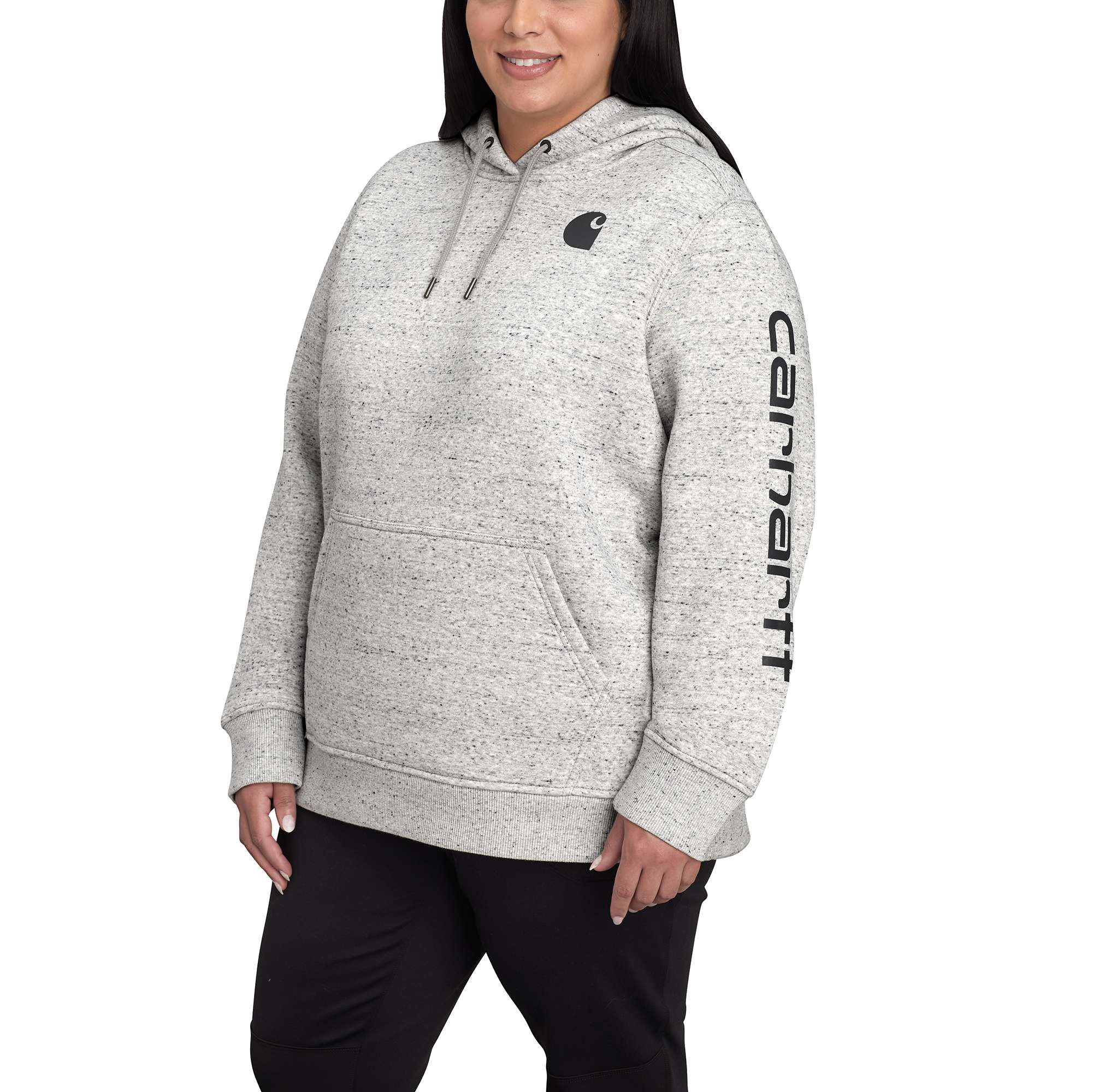 Carhartt グレー フルジップフーディ Women's Relaxed Fit Midweight Logo Sleeve Graphic Hoodie