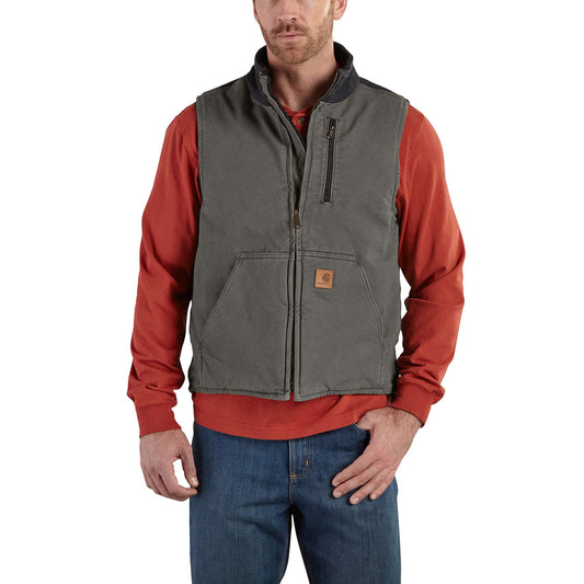 Sandstone Sherpa-Lined Mock-Neck Vest