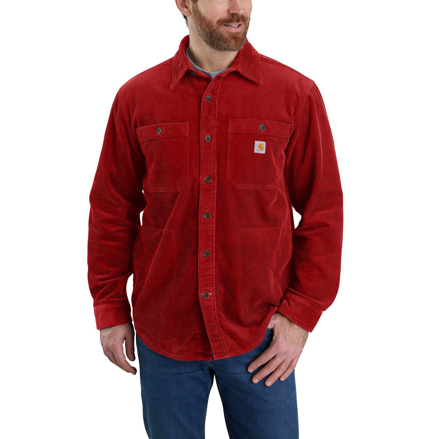 Loose Fit Heavyweight Corduroy Jersey-Lined Long-Sleeve Shirt