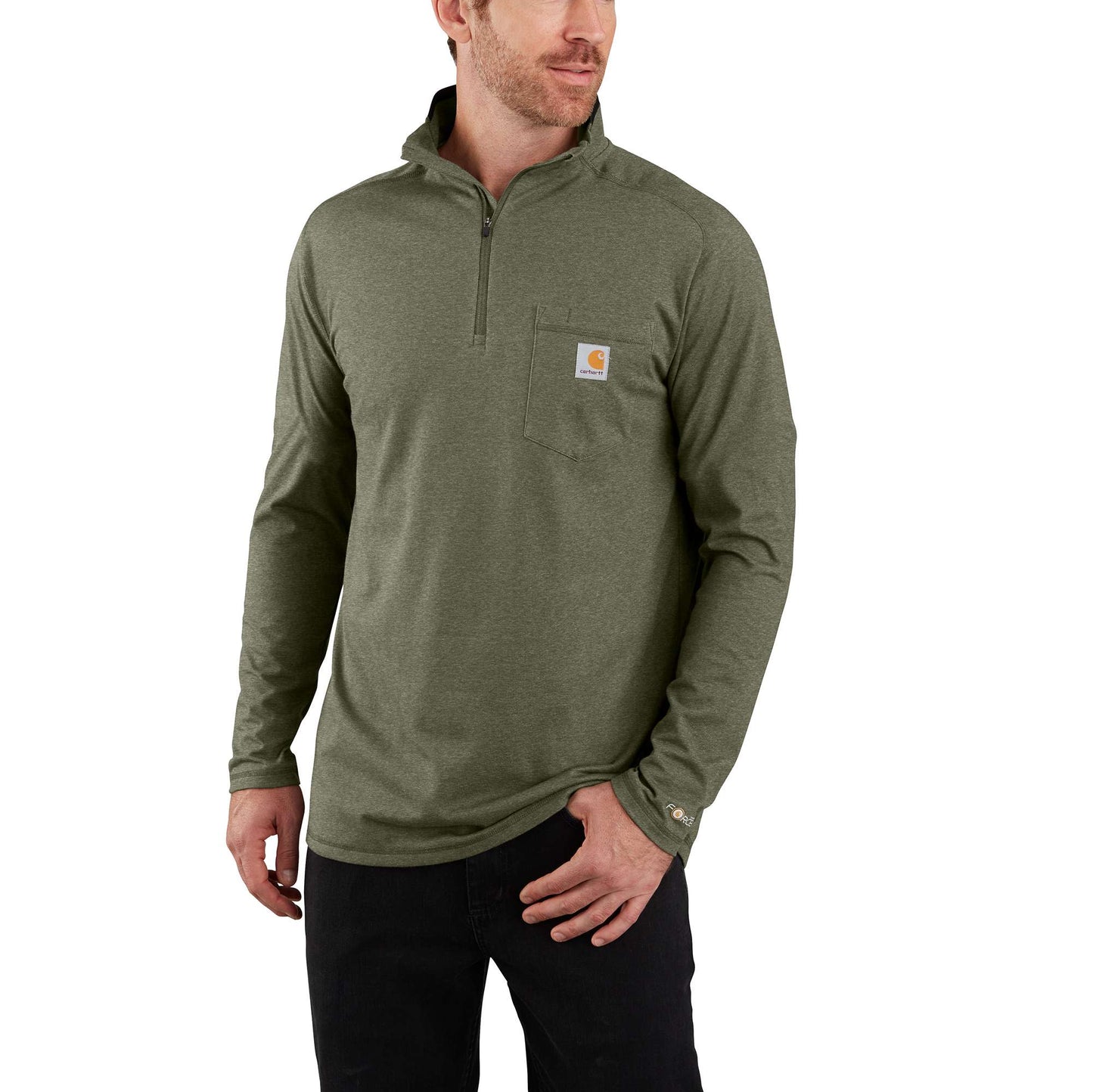 Carhartt Force® Relaxed Fit Midweight Long-Sleeve Quarter-Zip Mock-Neck T-Shirt