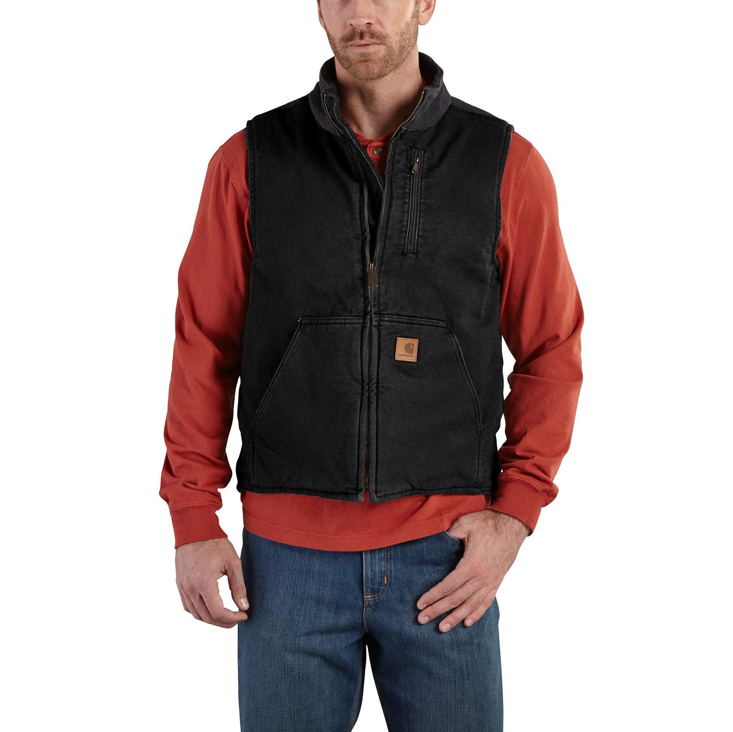 Sandstone Sherpa-Lined Mock-Neck Vest