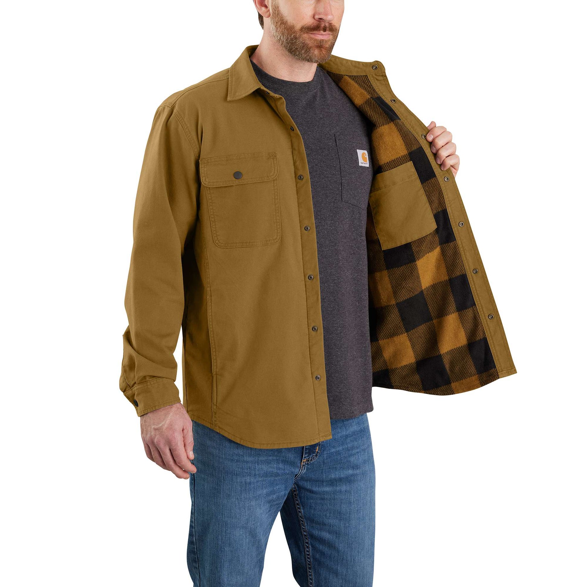 Rugged Flex Relaxed Fit Canvas Fleece-Lined Shirt Jac Carhartt