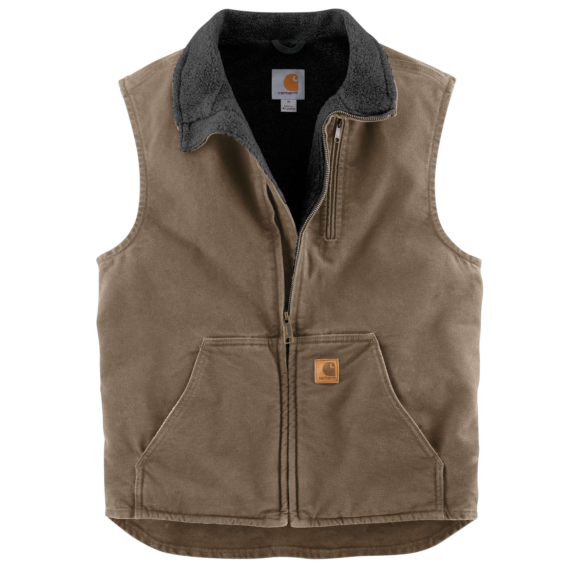 Sandstone Sherpa-Lined Mock-Neck Vest | Carhartt Reworked