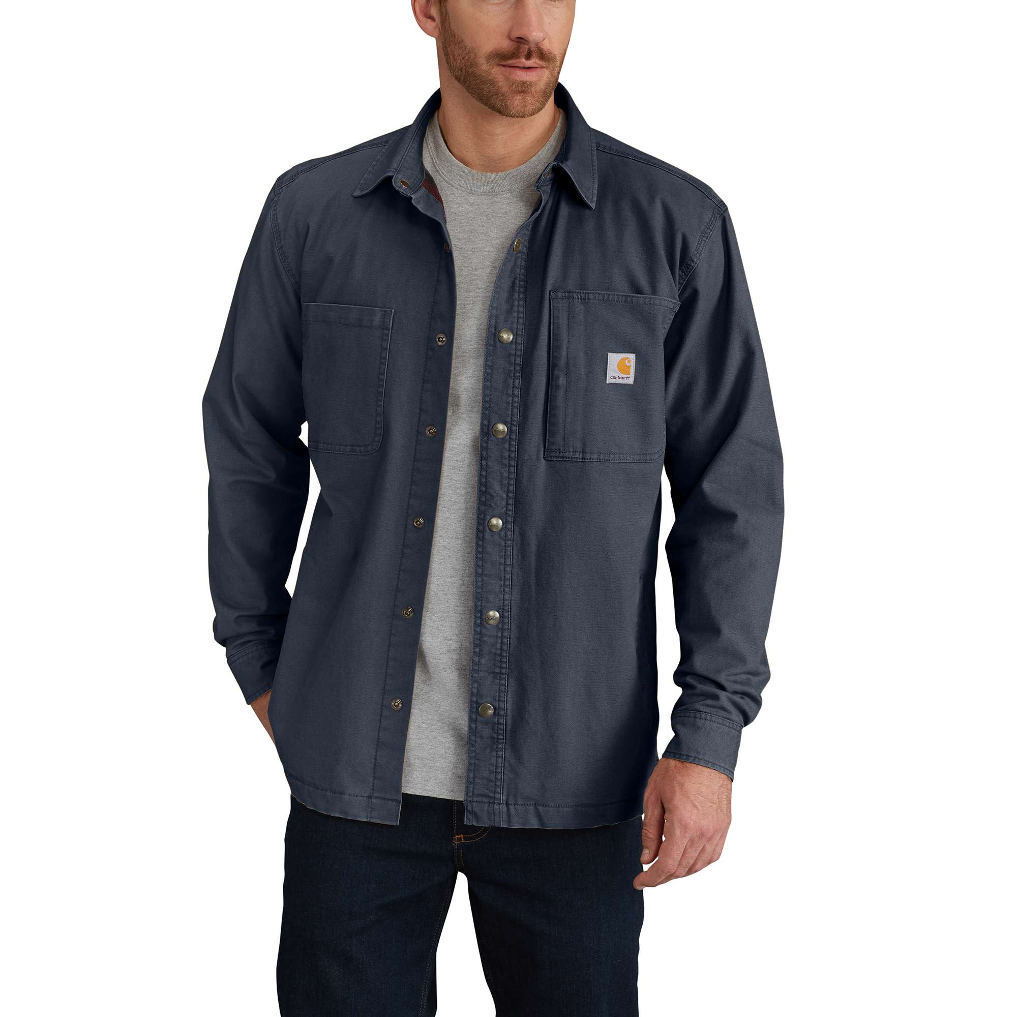 Rugged Flex® Relaxed Fit Canvas Fleece-Lined Snap-Front Shirt Jac