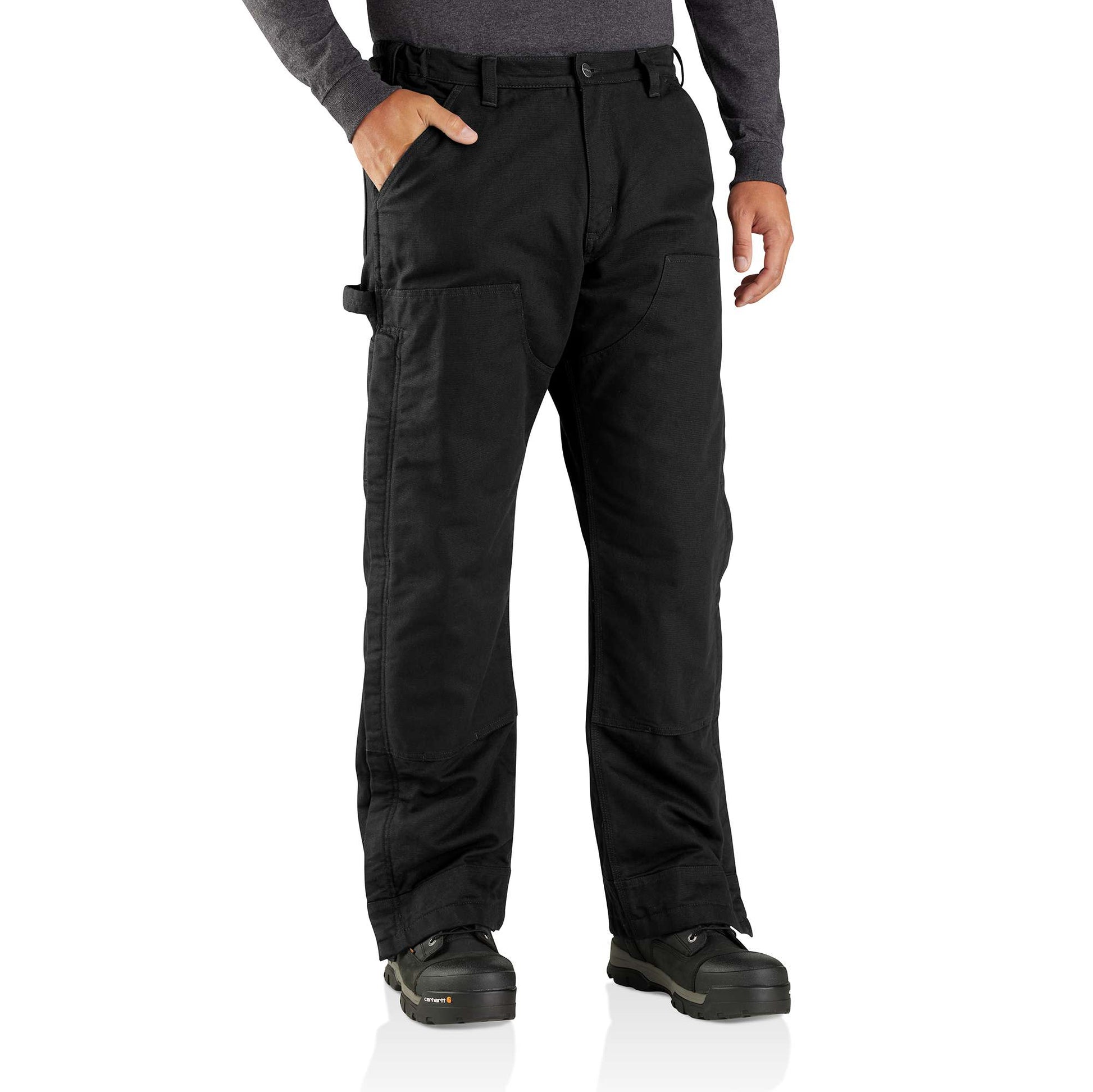 Carhartt Pants: Men's 105471 Blk Black Loose Fit Washed Duck Insulated Pant
