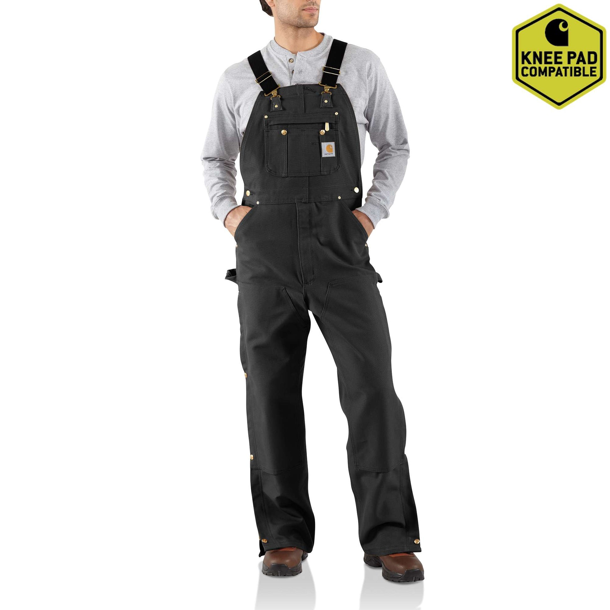 CARHARTT Men's Duck Bib Overall Unlined R01,Black,30 x 32 : :  Clothing, Shoes & Accessories