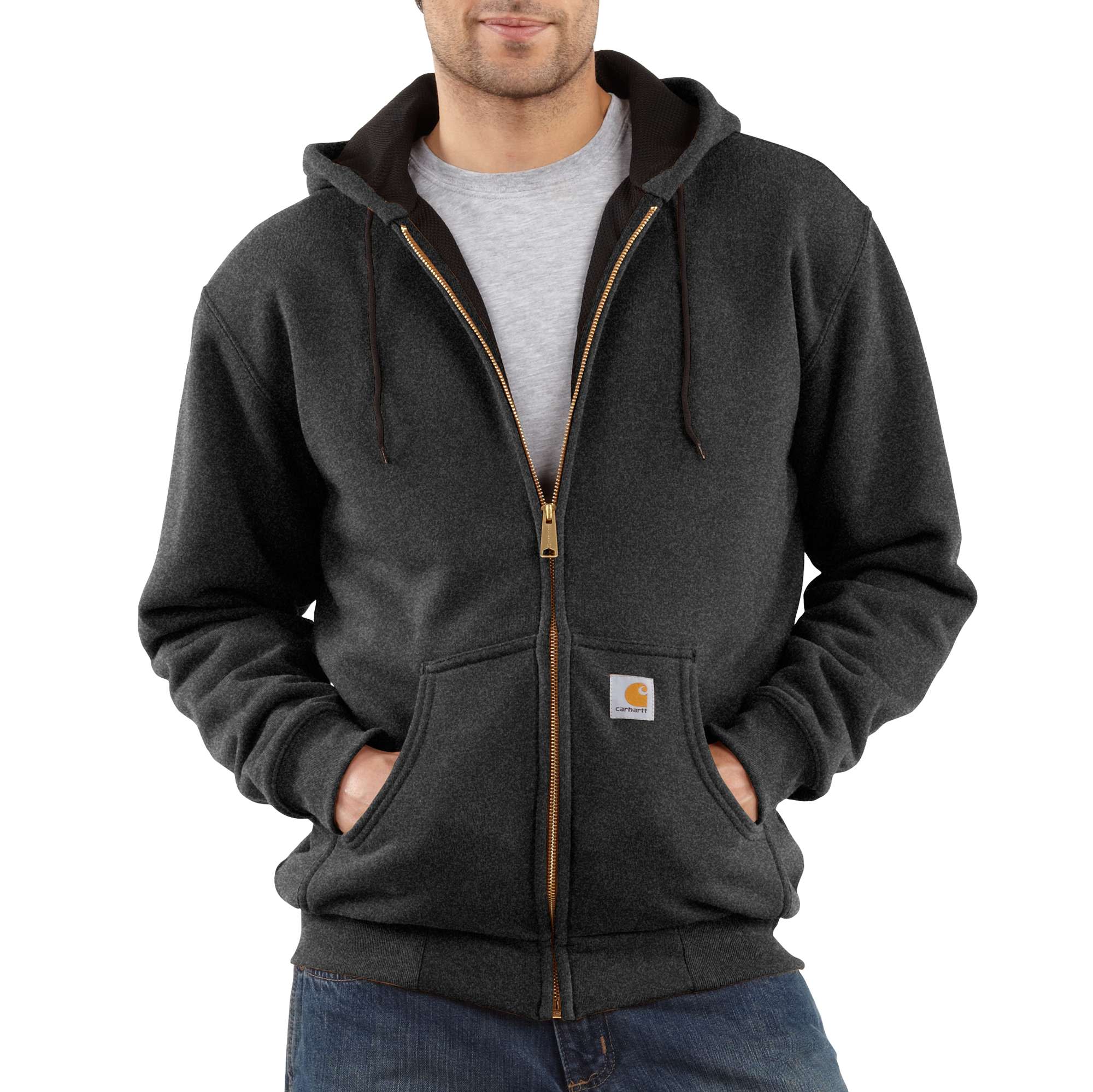 Carhartt gray zip up hoodie sale