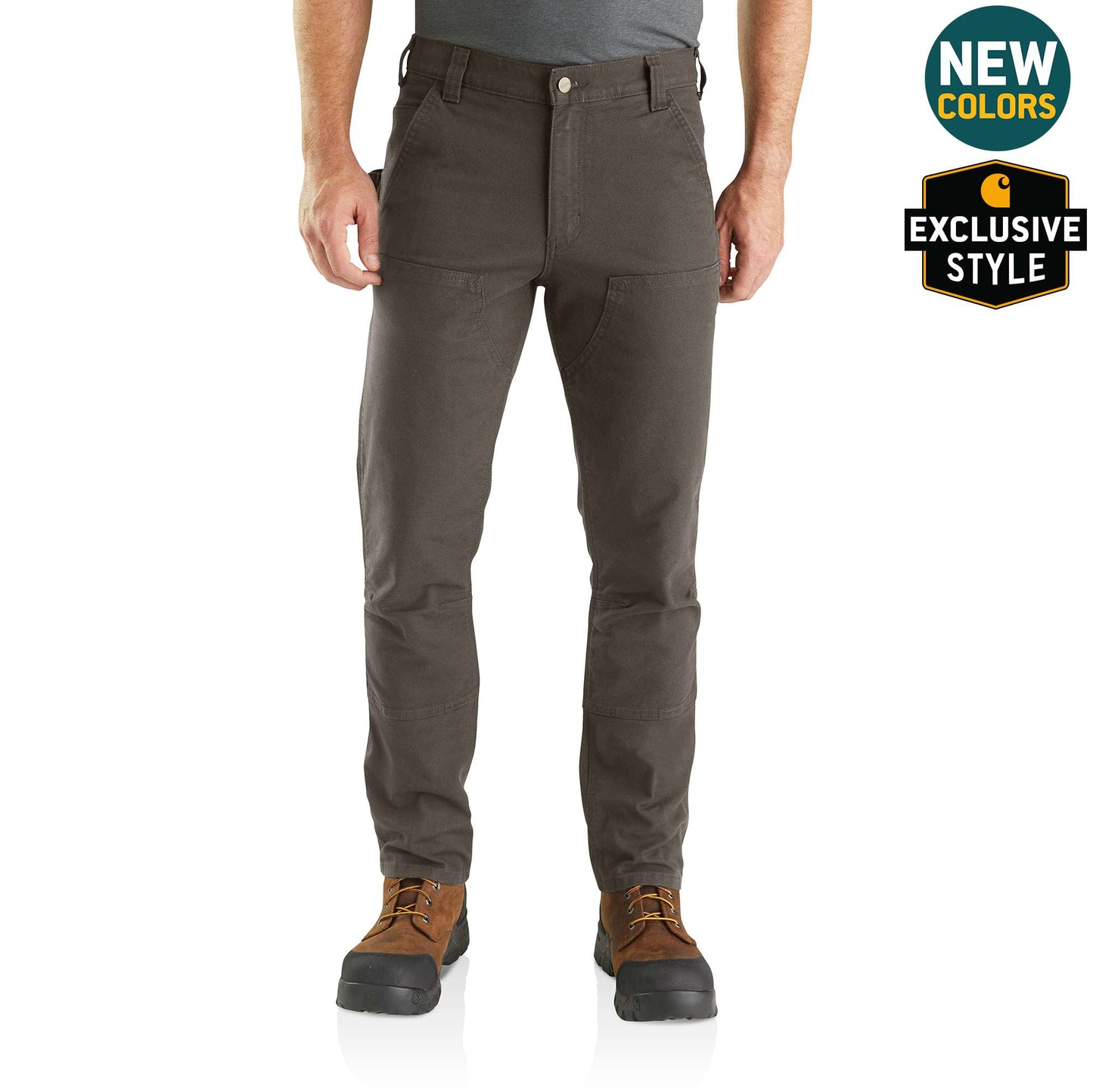 Carhartt Rugged Flex® Straight Fit Duck Double Front Pants, Brown, 31W  32L