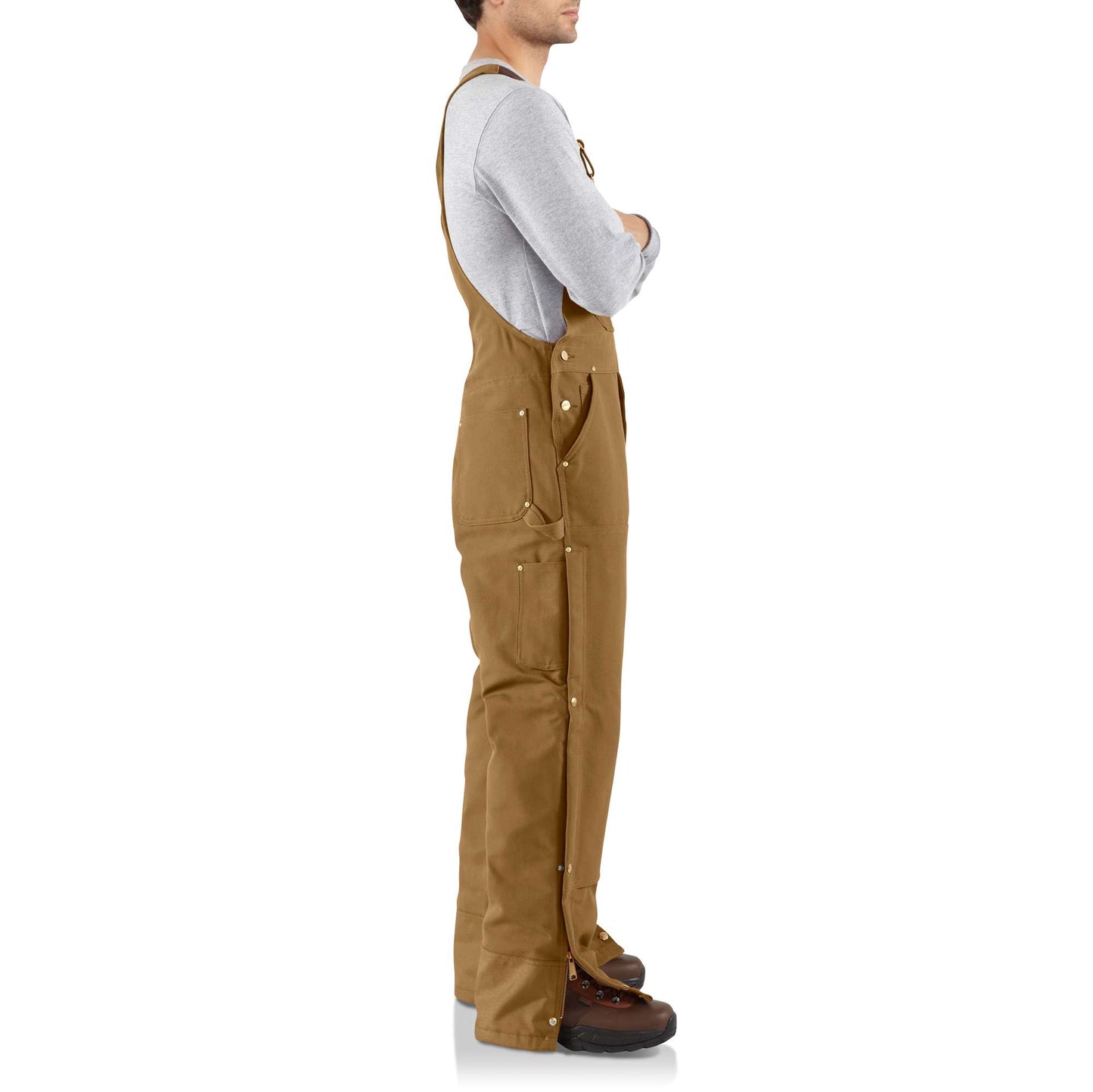 Carhartt Men's Brown Duck Zip-to-Thigh Bib Overalls