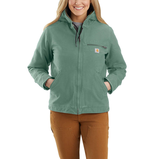 Women's Loose Fit Washed Duck Sherpa Lined Jacket - 3 Warmest Rating