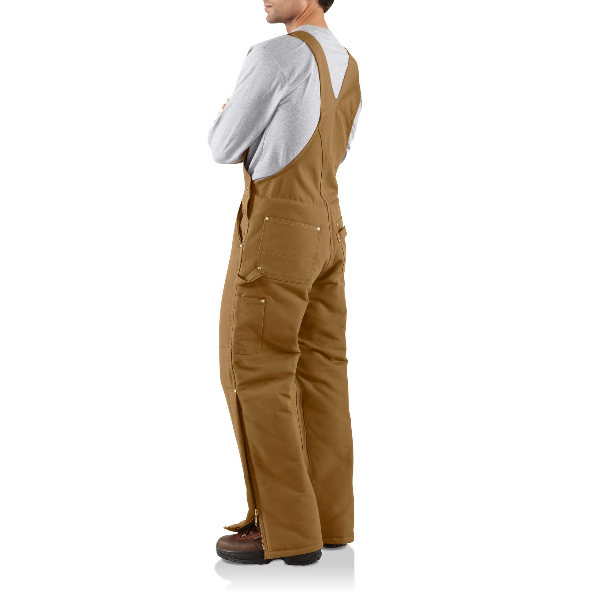 NWT Carhartt Duck Zip-to-Waist Quilt Lined Biberall Size 42/34 Double Knee