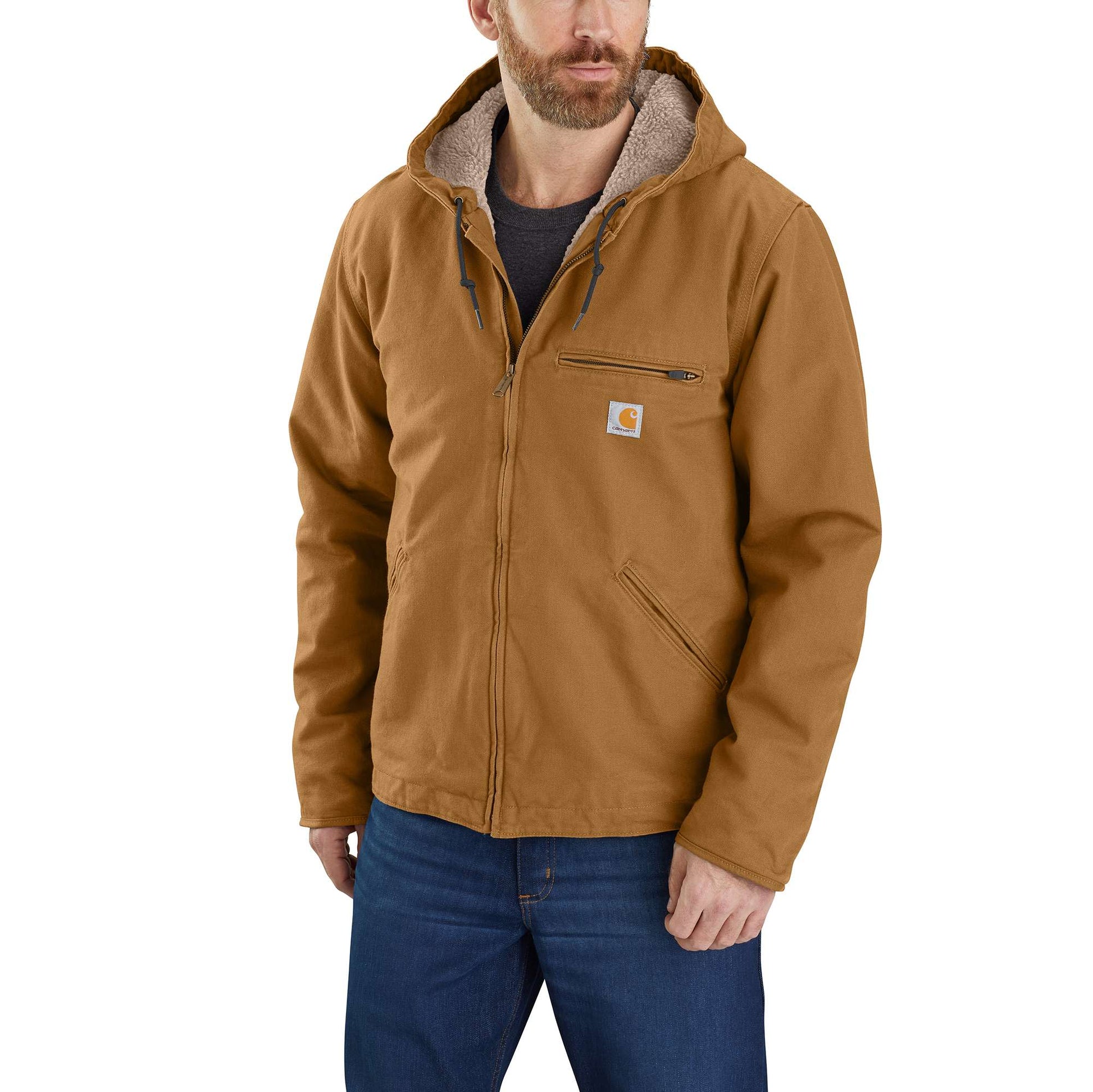 Men's Sherpa-Lined Jacket Relaxed Fit Washed Duck Warmest