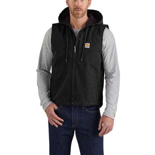 Relaxed Fit Washed Duck Fleece-Lined Hooded Vest