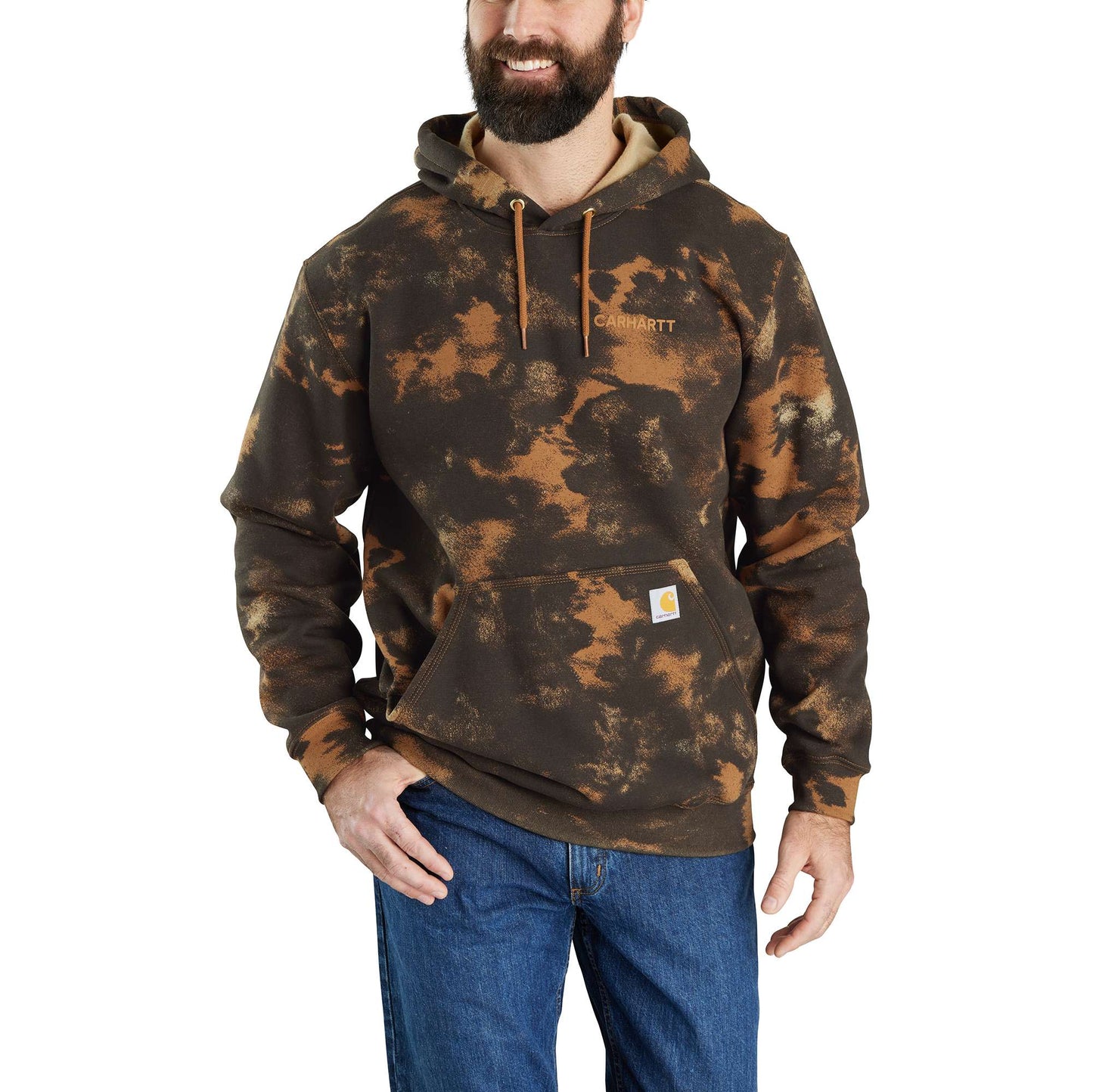 Loose Fit Midweight Hooded Watercolor Camo Sweatshirt