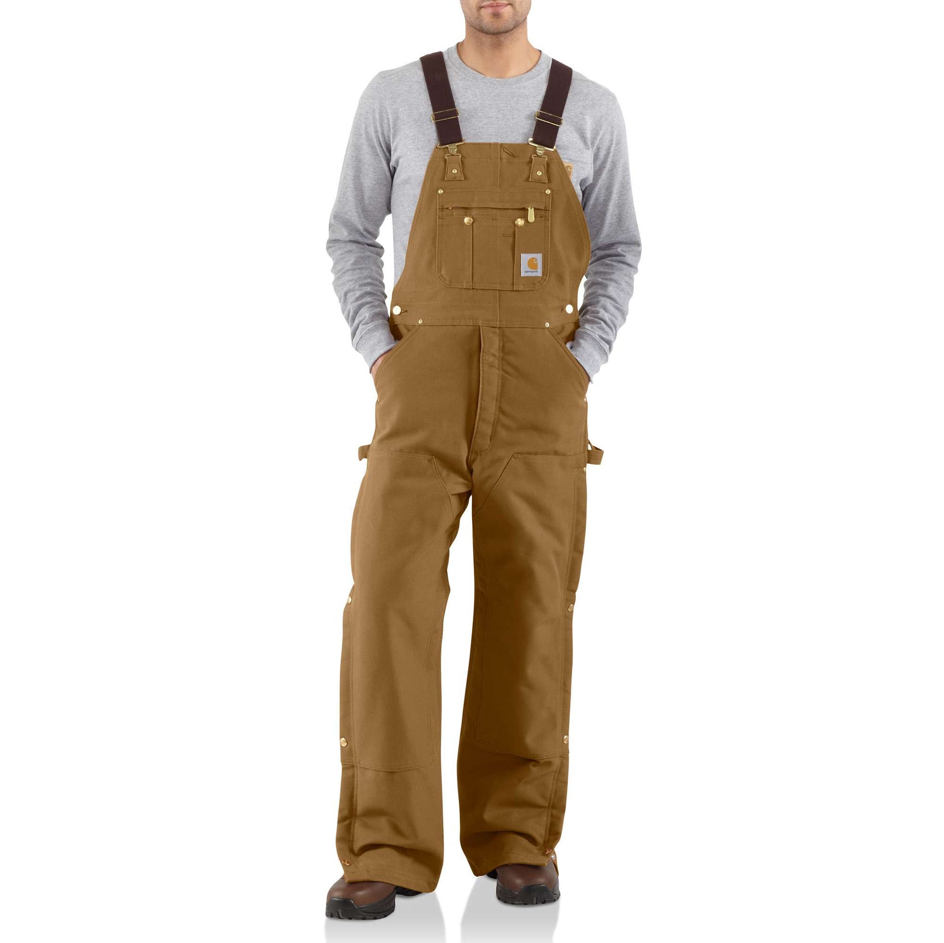 Carhartt Brown Flame-Resistant Quilt Lined Duck Bib Overall