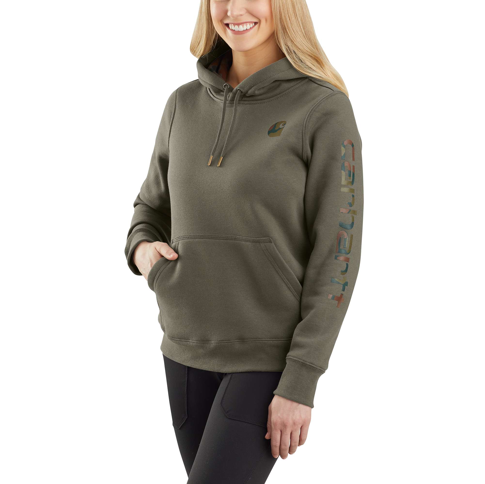 Carhartt Relaxed Fit Midweight Hooded Logo Camo Sweatshirt