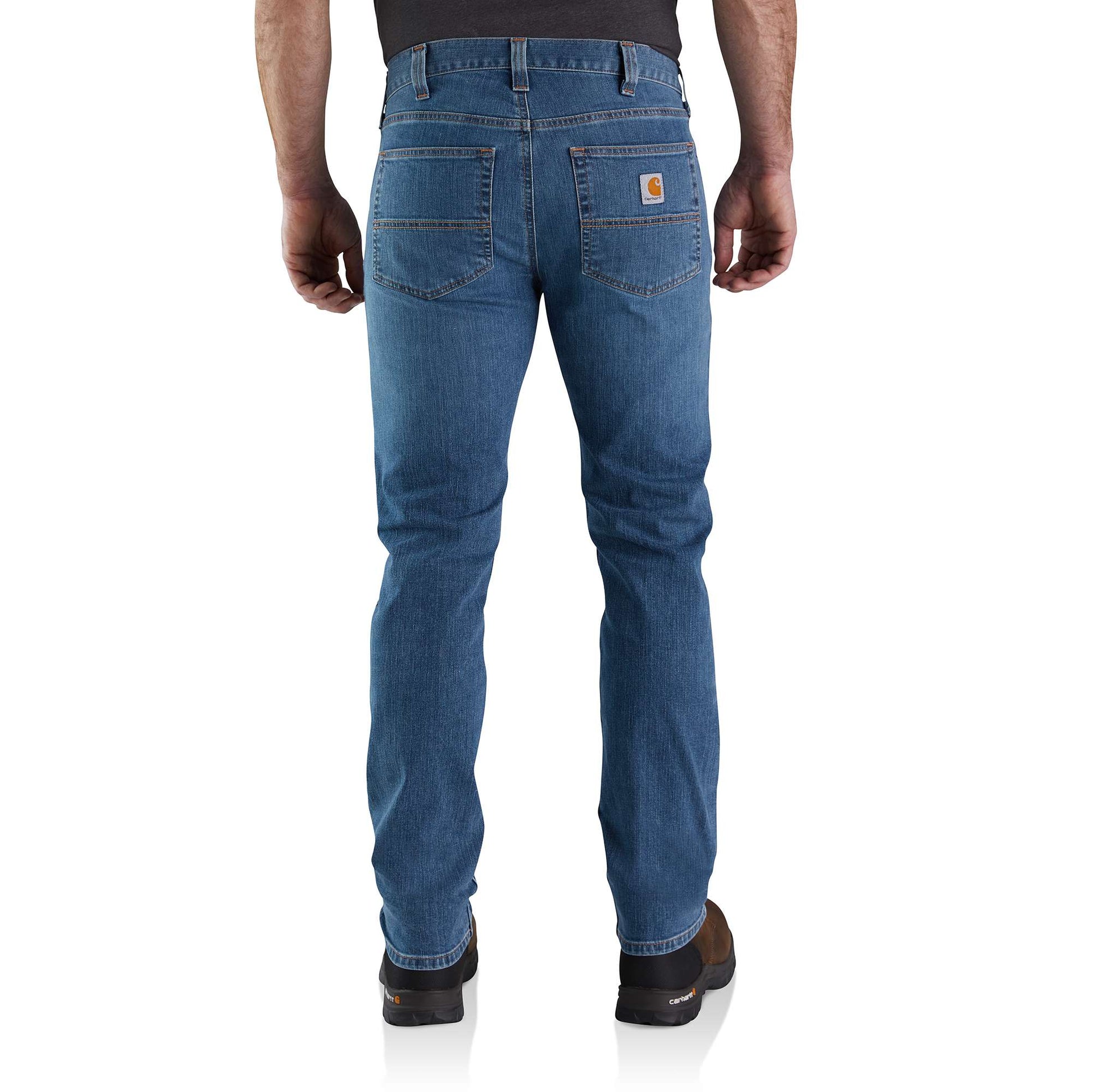 Carhartt Mens Blue Denim Slim-Fit Full-Length 5-Pocket Bootcut Jeans W 28”  L 32”