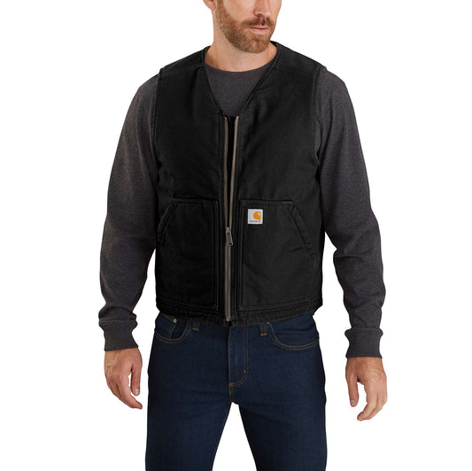 Relaxed Fit Washed Duck Sherpa-Lined Vest