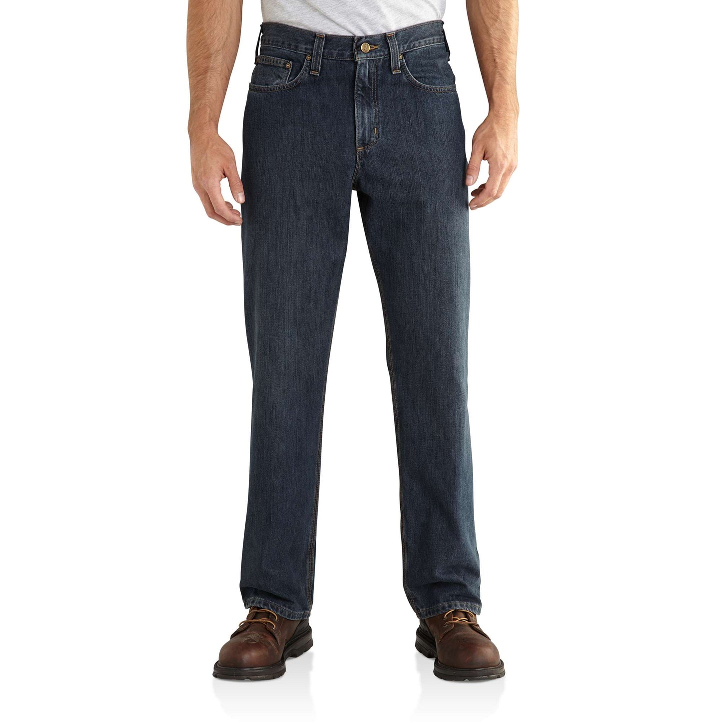 Carhartt Men's Relaxed Fit Flannel-Lined 5-Pocket Jean, Canal, 30 x 30 at   Men's Clothing store