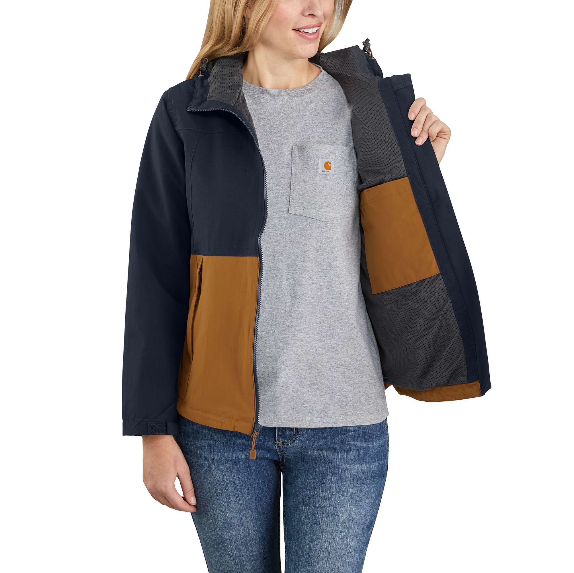 White Mark Women's Midweight Quilted Contrast with Thumbholes Hooded Jacket  | Hawthorn Mall