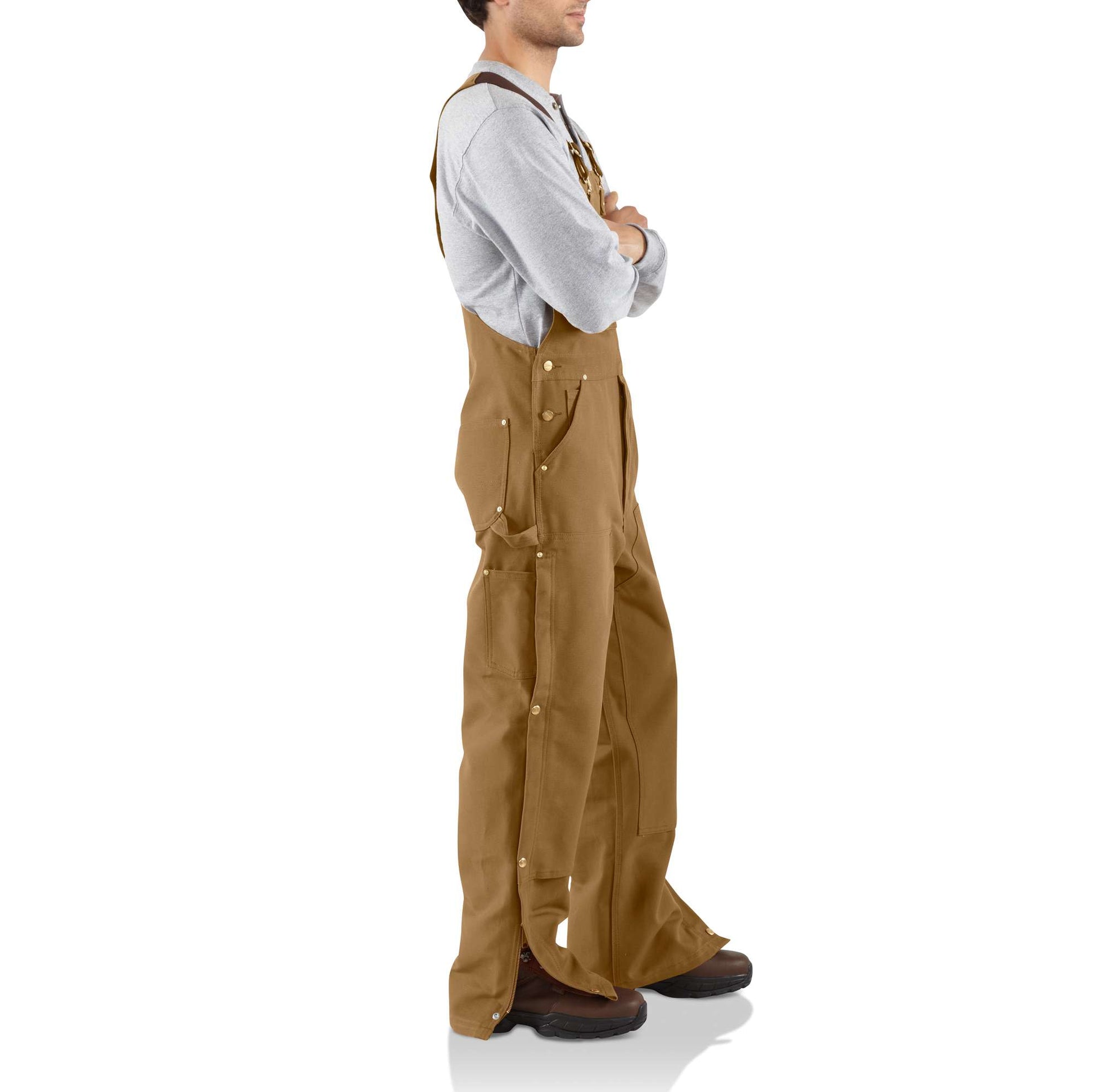 Carhartt Men's Loose Fit Firm Duck Insulated Bib Overall - Brown