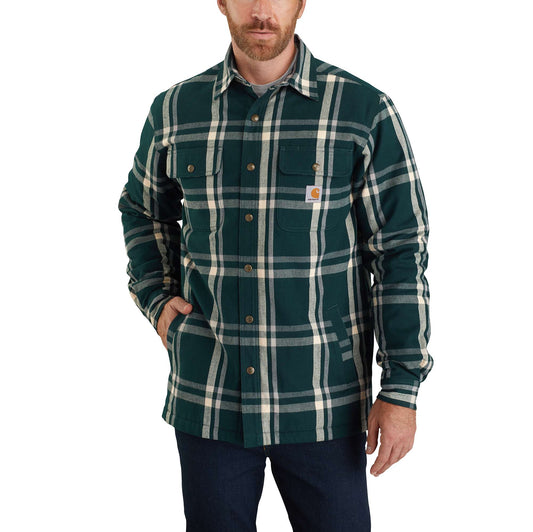 Carhartt® Relaxed Fit Flannel Sherpa-Lined Snap-Front Plaid Shirt Jac