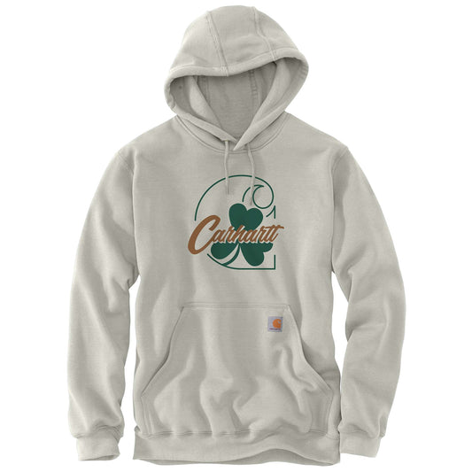 Loose Fit Midweight Hooded Shamrock Graphic Sweatshirt